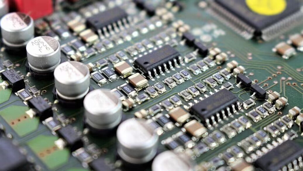 The circuit board is filled with different kinds of electronic components The circuit board is filled with different kinds of electronic components
